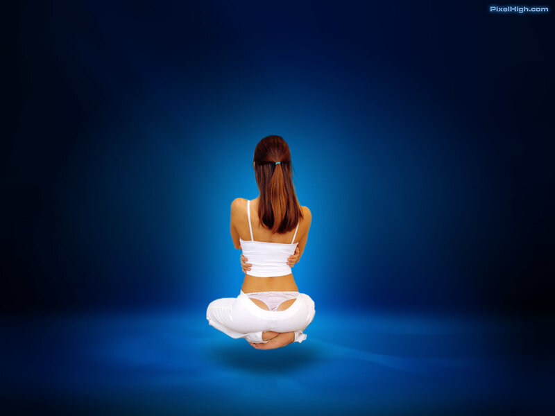 woman meditating in white
