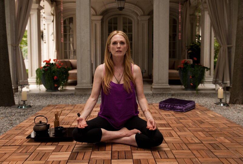 Woman Meditating on Mat — Purple