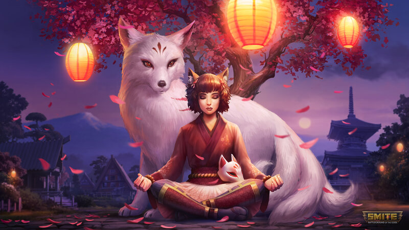 Woman Meditating with Fox