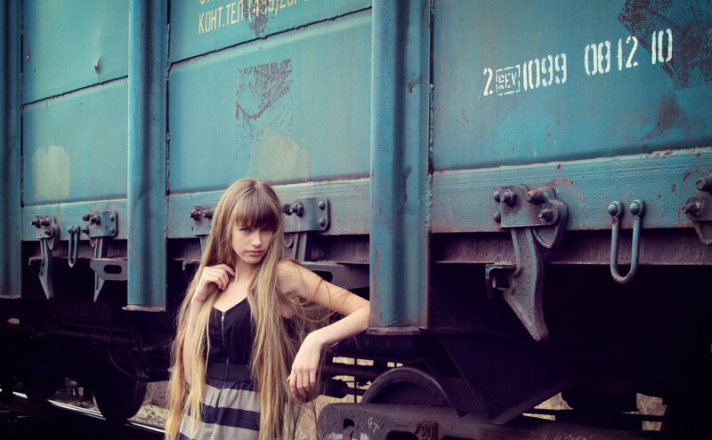 woman near a train car