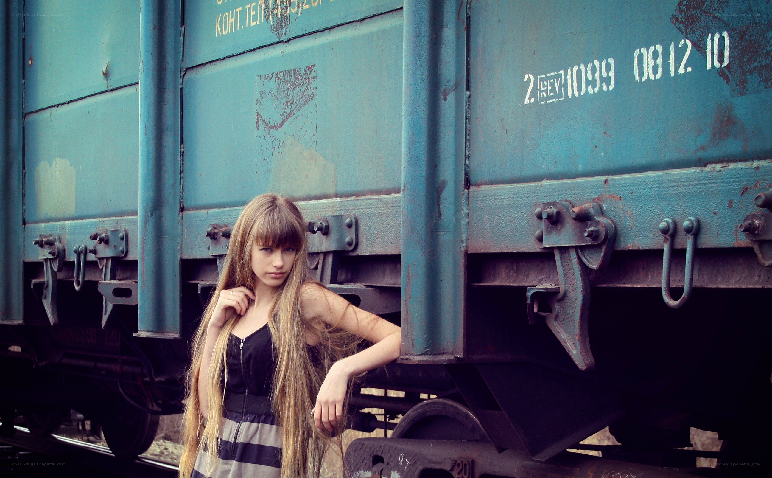 woman near a train car