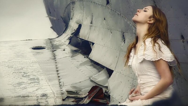 woman near crashed plane