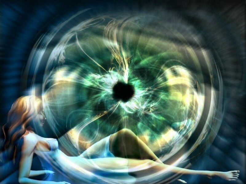 woman near energy vortex