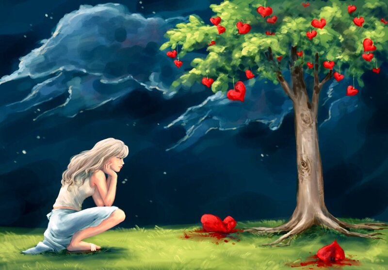 Woman Near Heart Tree