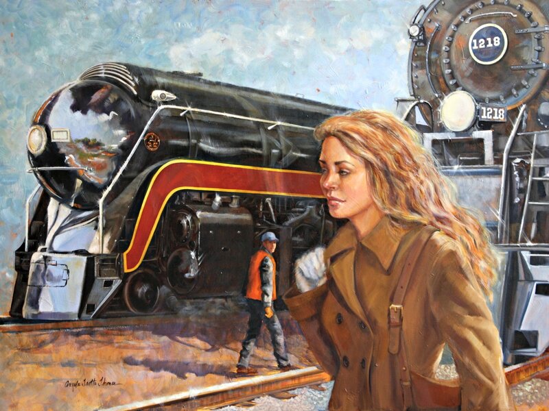 Woman Near Steam Train