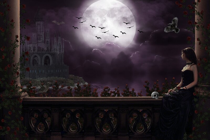 Woman on a Balcony — Purple
