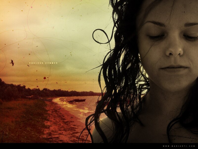 woman on a beach at sunset
