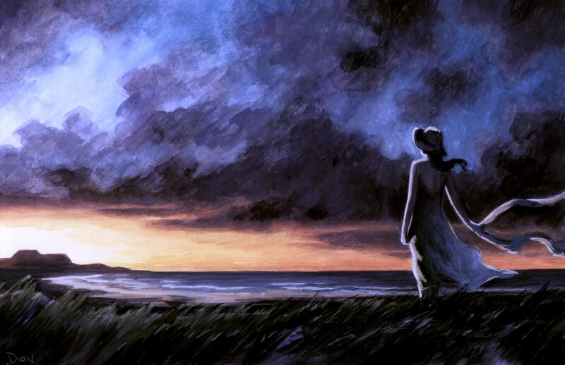 Woman on a Beach — Blue, Dramatic