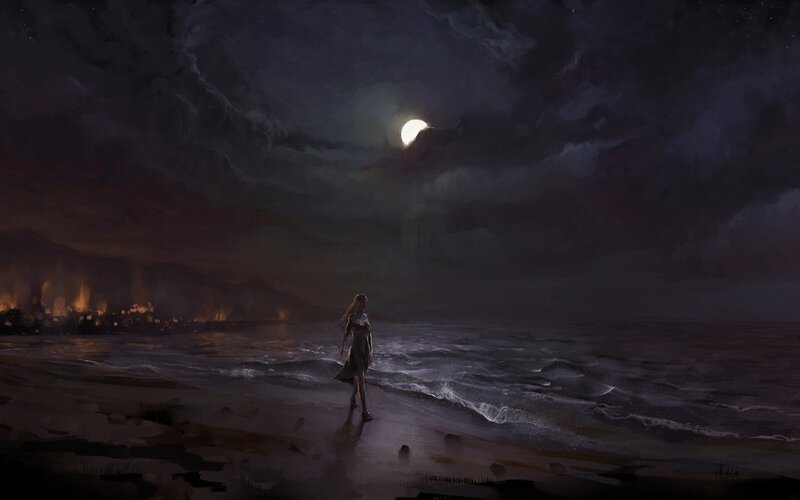 Woman on a Beach — Dark Blue