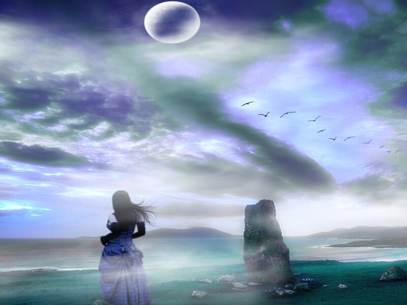 Woman on a Beach — Purple