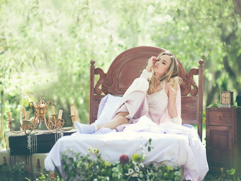 Woman on a Bed — White, Serene