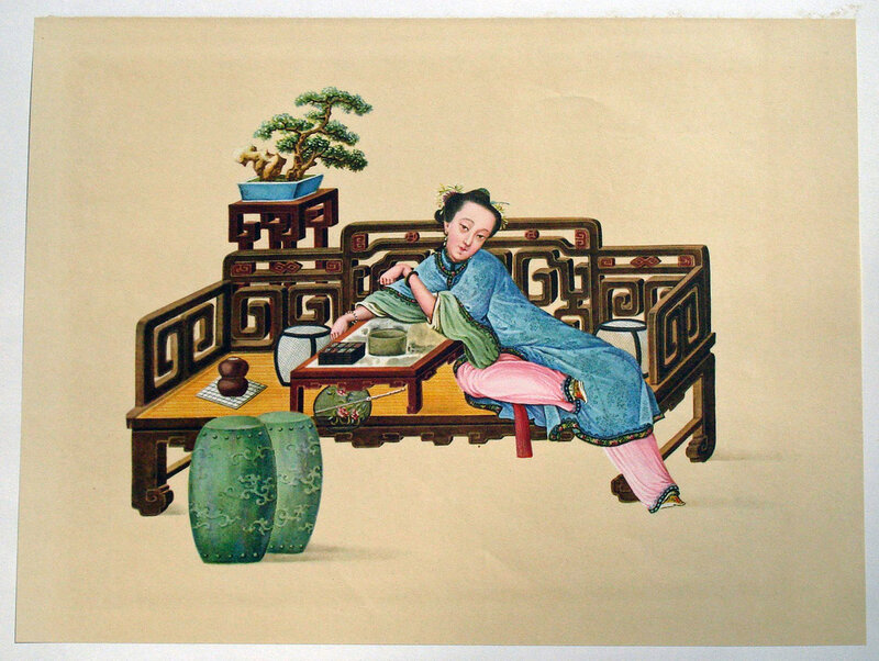 Woman on a Bench — Blue