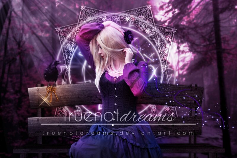 Woman on a Bench — Purple