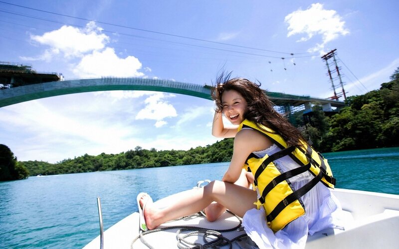 Woman on a Boat — Blue, Bright