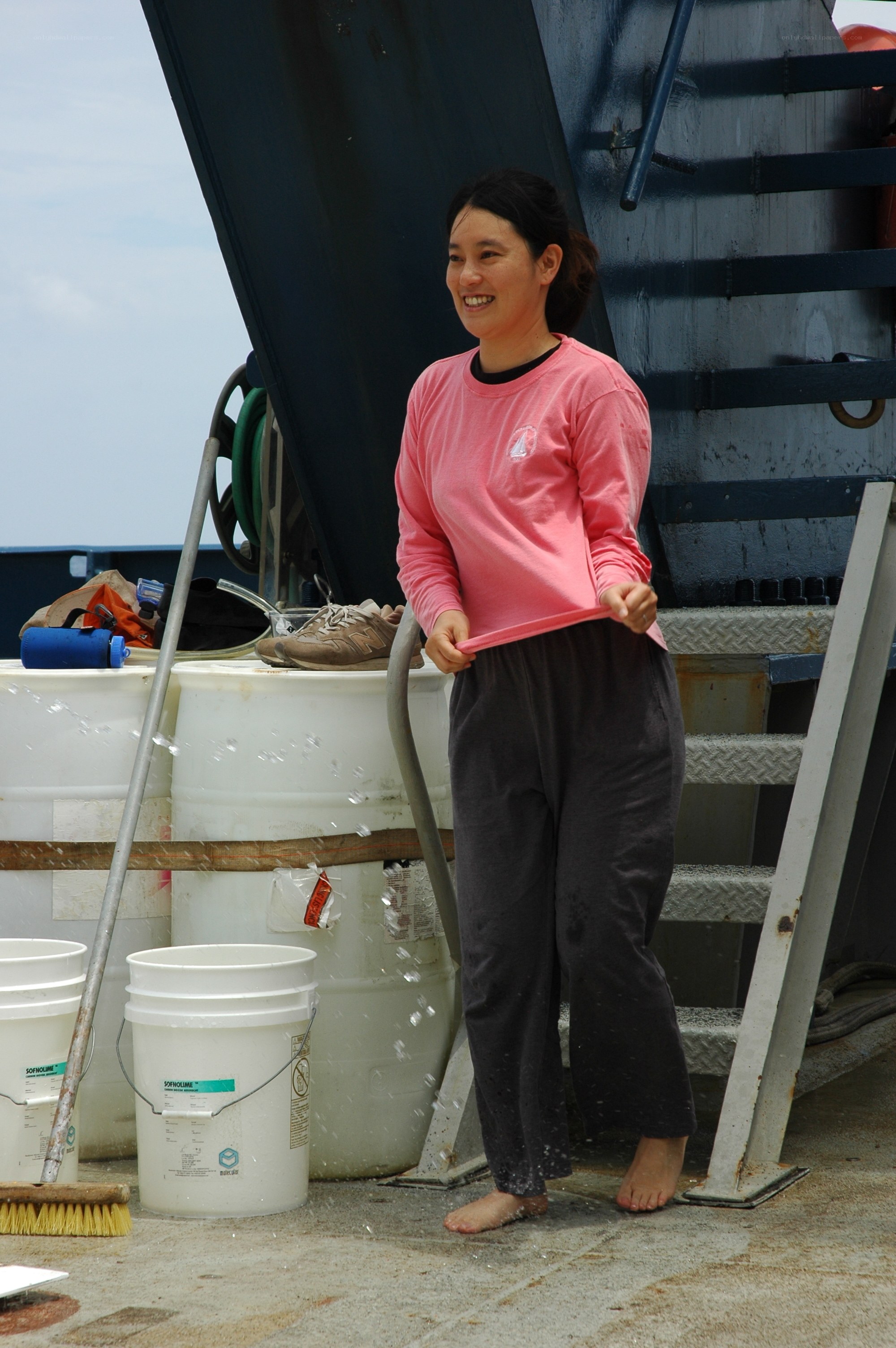 Woman on a boat deck