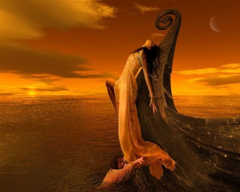 Woman on a Boat — Orange