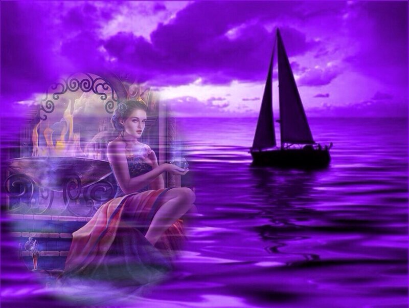 Woman on a Boat — Purple, Dramatic
