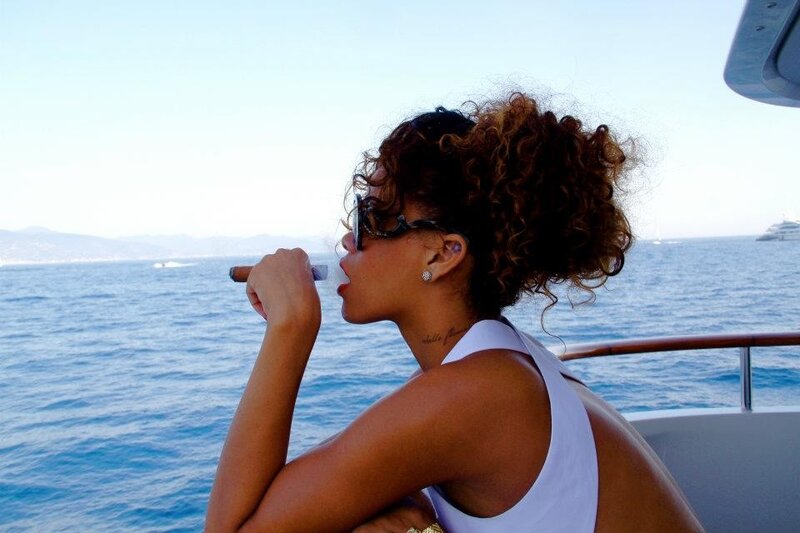 woman on a boat smoking