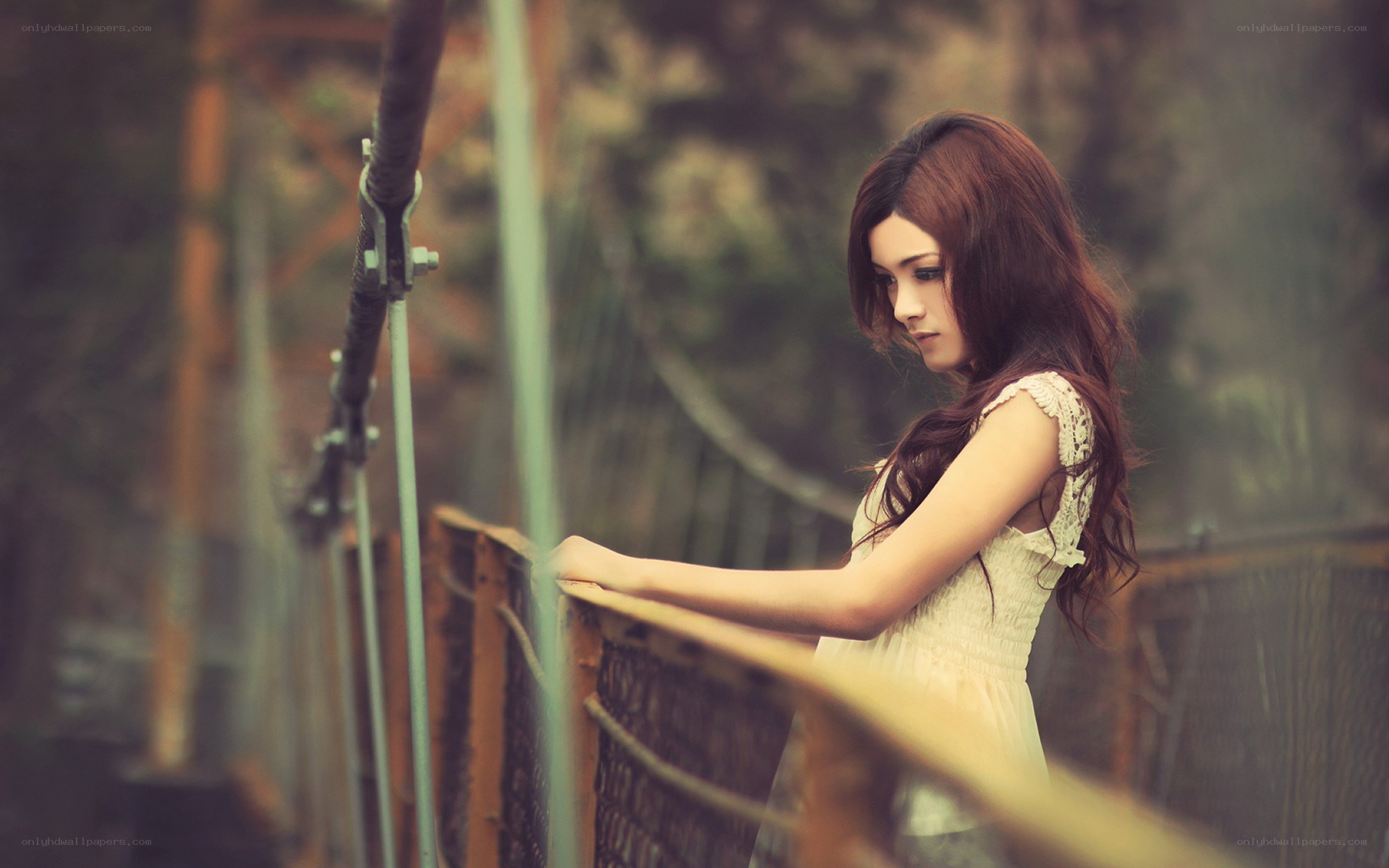woman on a bridge