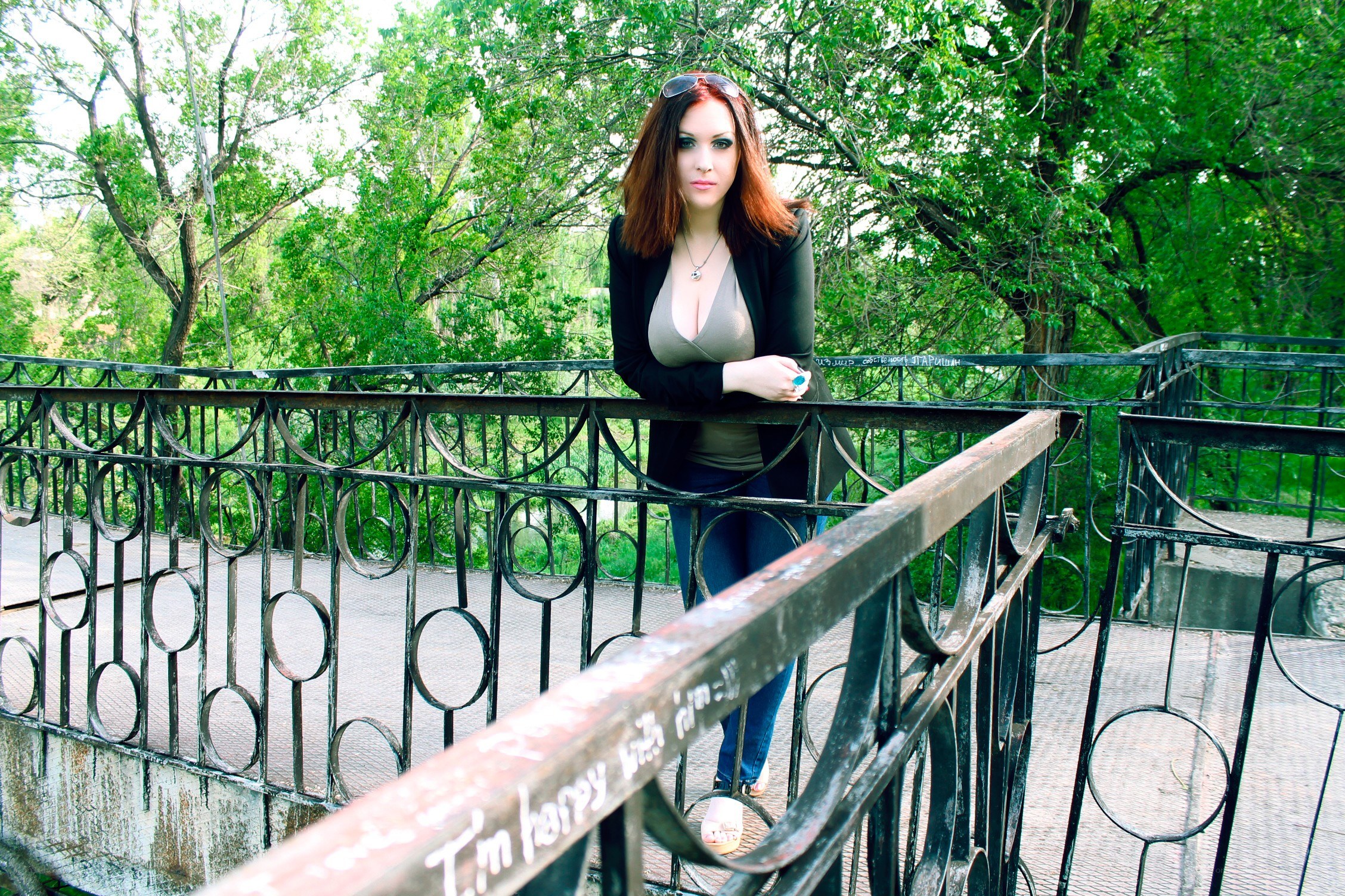woman on a bridge