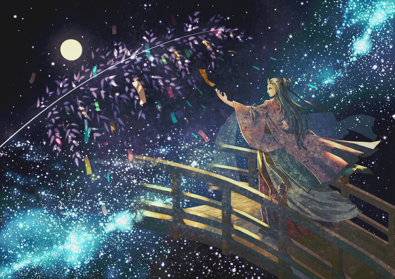 Woman on a Bridge — Blue, Serene