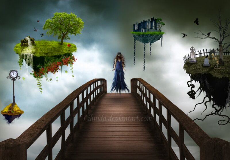 Woman on a Bridge — Brown, Dreamlike