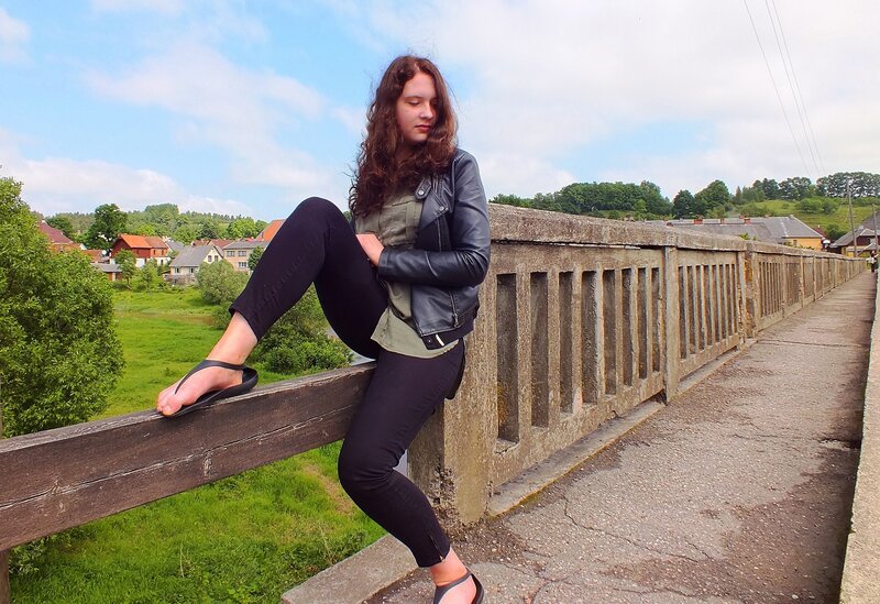 Woman on a Bridge — Green, Calm