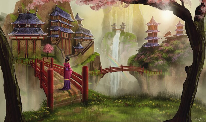 Woman on a Bridge — Green, Serene