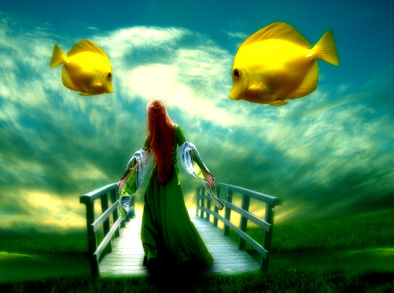 Woman on a Bridge — Green