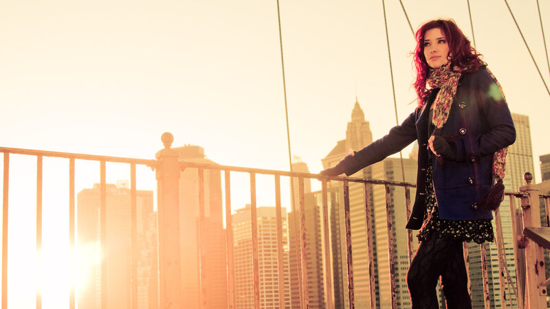 Woman on a Bridge — Orange, Dramatic