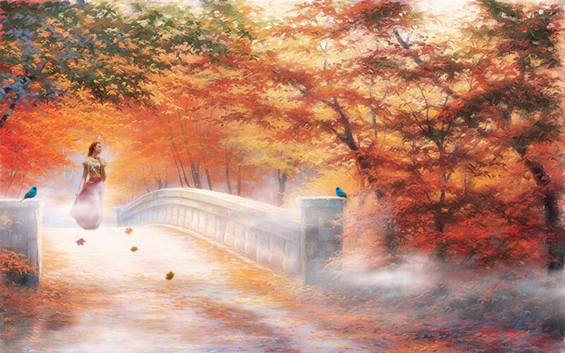 Woman on a Bridge — Orange