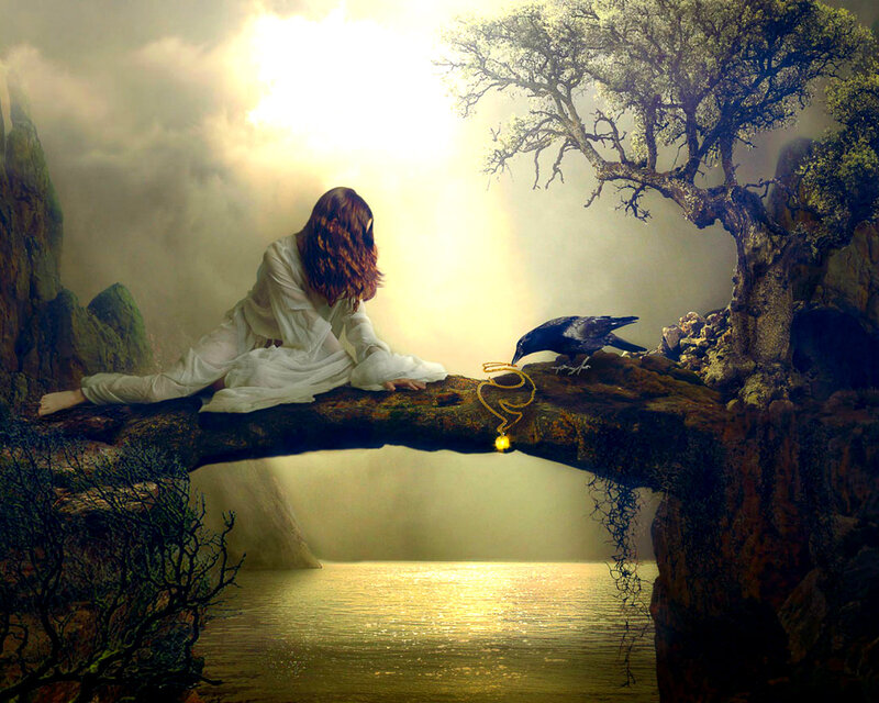 Woman on a Bridge — White, Dramatic