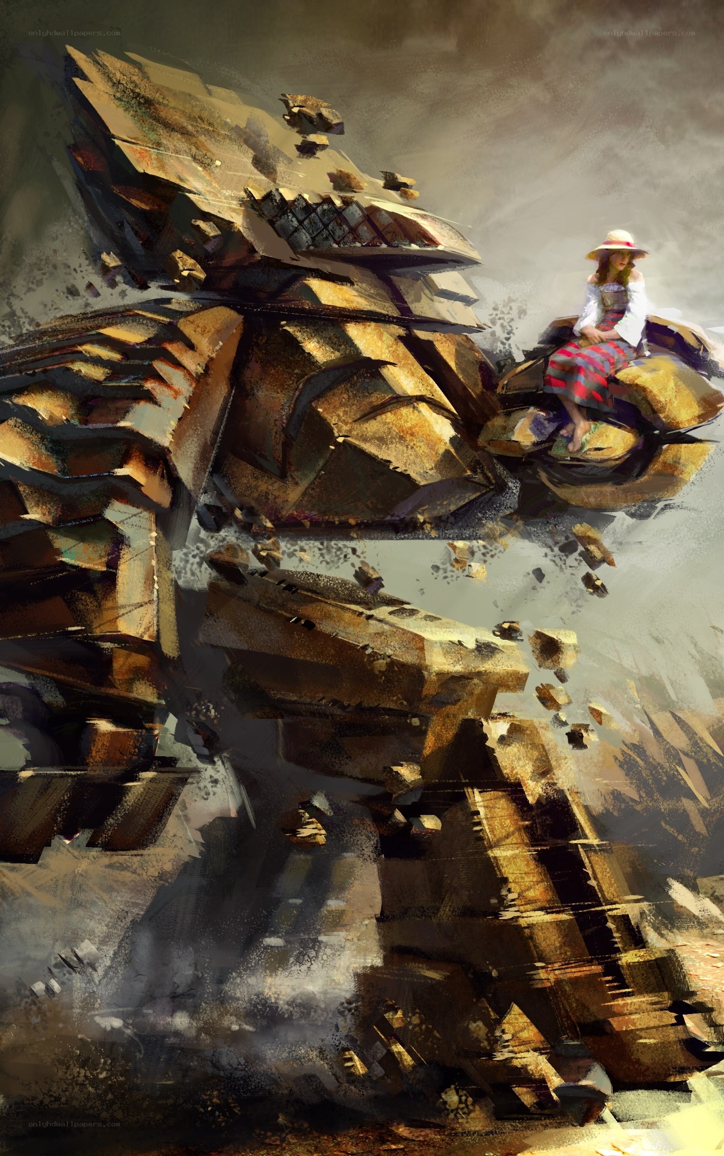 Woman on a broken machine