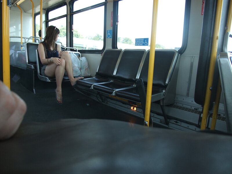 Woman on a bus