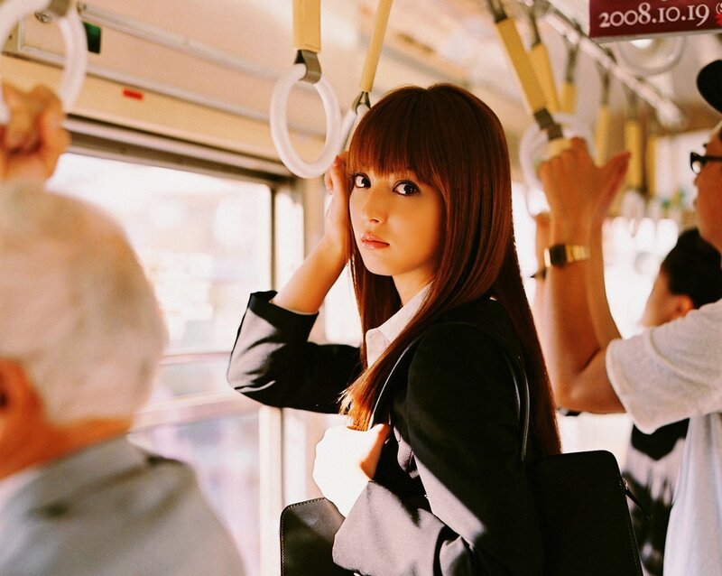 Woman on a bus