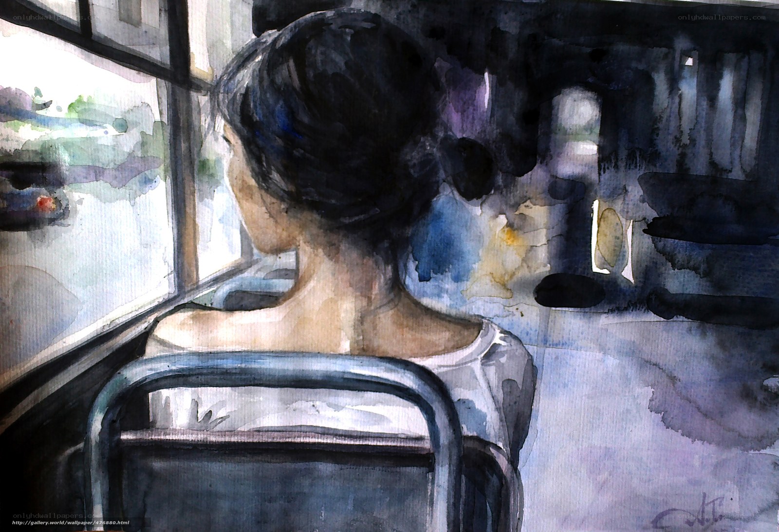 Woman on a bus