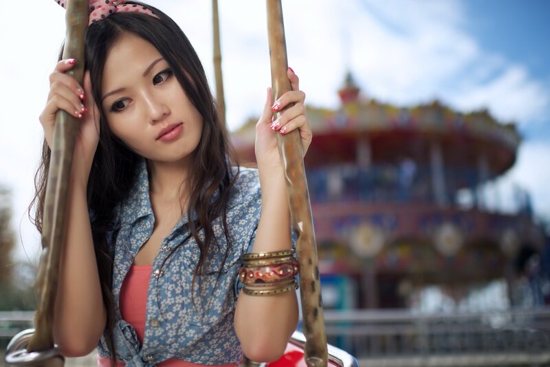 woman on a carousel