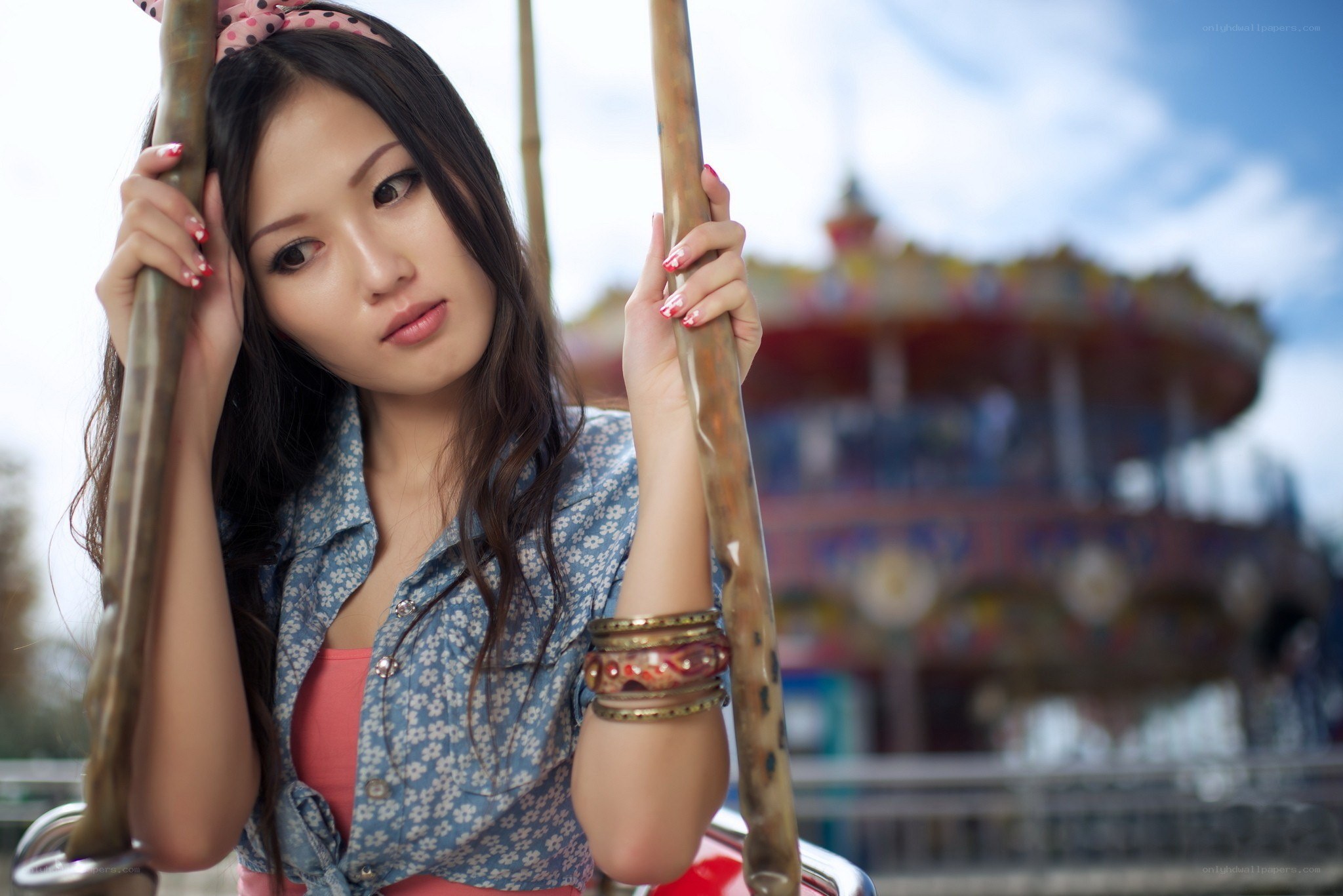woman on a carousel