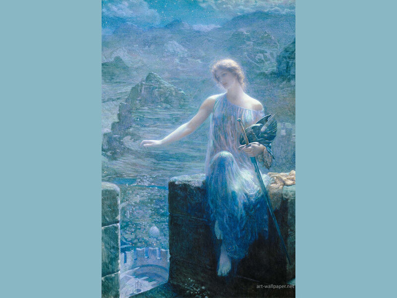 Woman on a castle wall