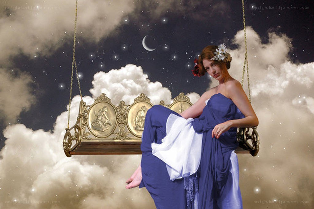 Woman on a celestial swing