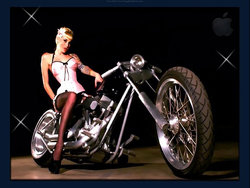 Woman on a chopper motorcycle