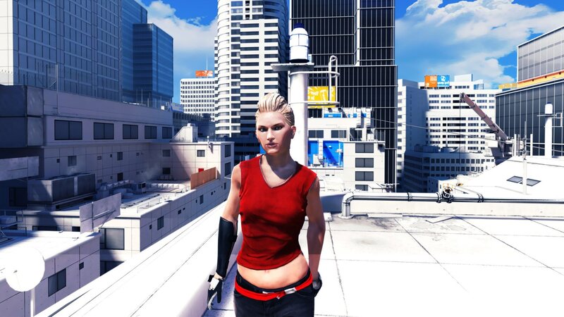 Woman on a city rooftop