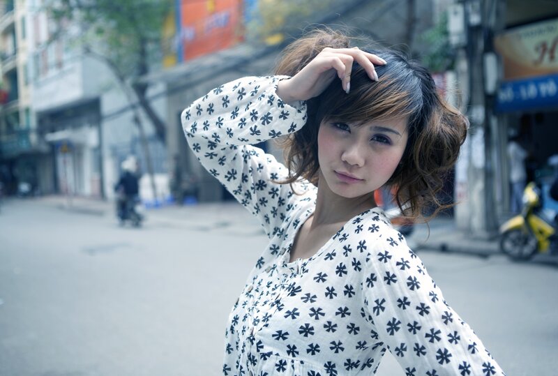 woman on a city street