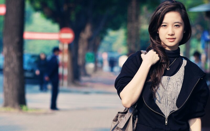 woman on a city street
