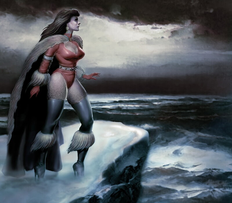 Woman on a Cliff — Gray