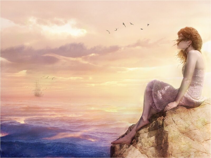 Woman on a Cliff — Pink