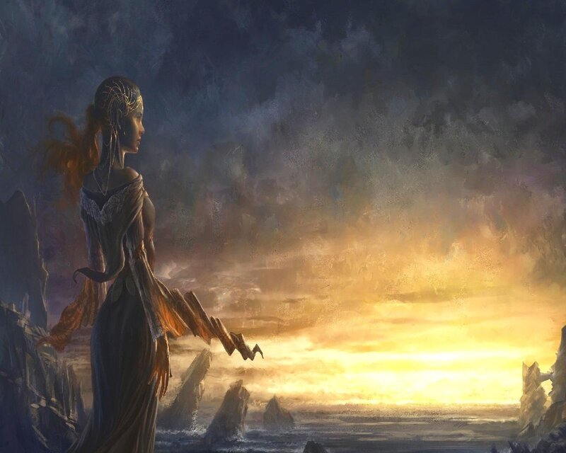 Woman on a Cliff — Yellow