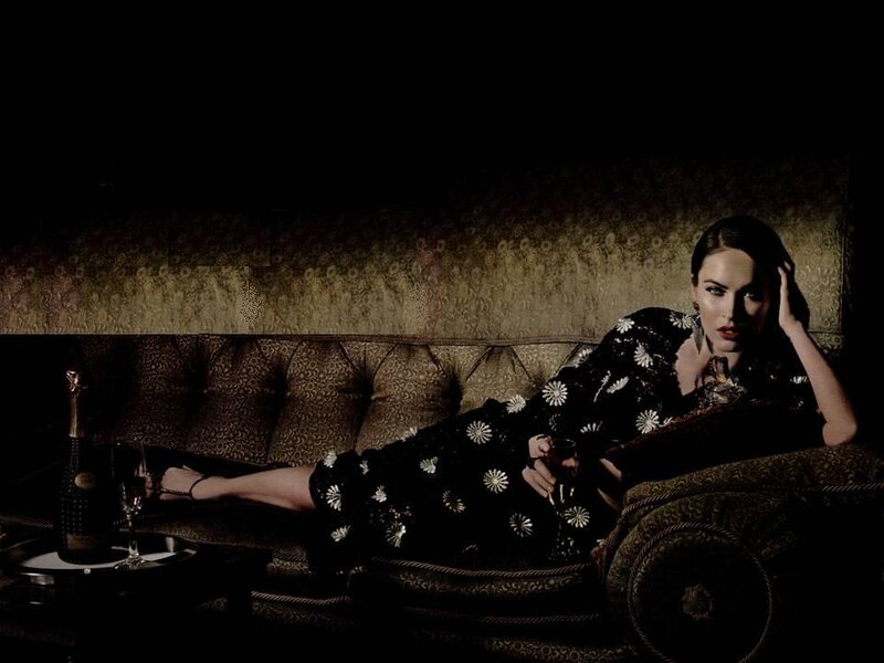 Woman on a Couch — Black, Dramatic, Night