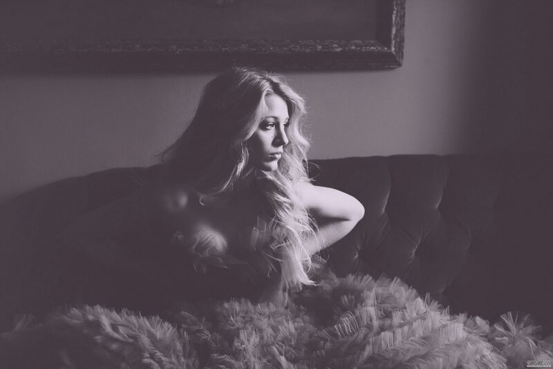 Woman on a Couch — Black, Dramatic, Photograph, Blanket