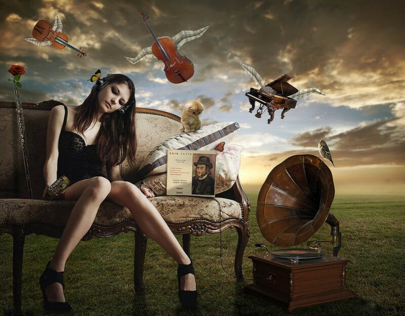 Woman on a Couch — Brown, Dreamy